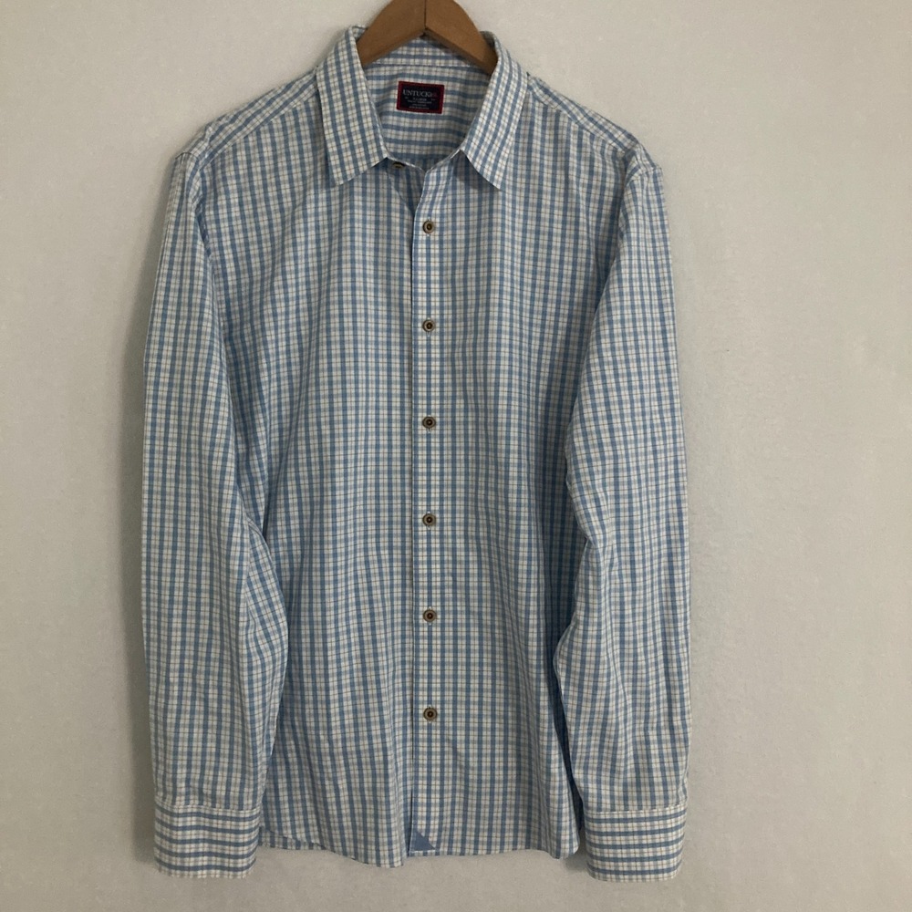 UnTUCKit Slim Fit Roodeberg Shirt Mens XL Long Sleeve Check Plaid Preppy Office